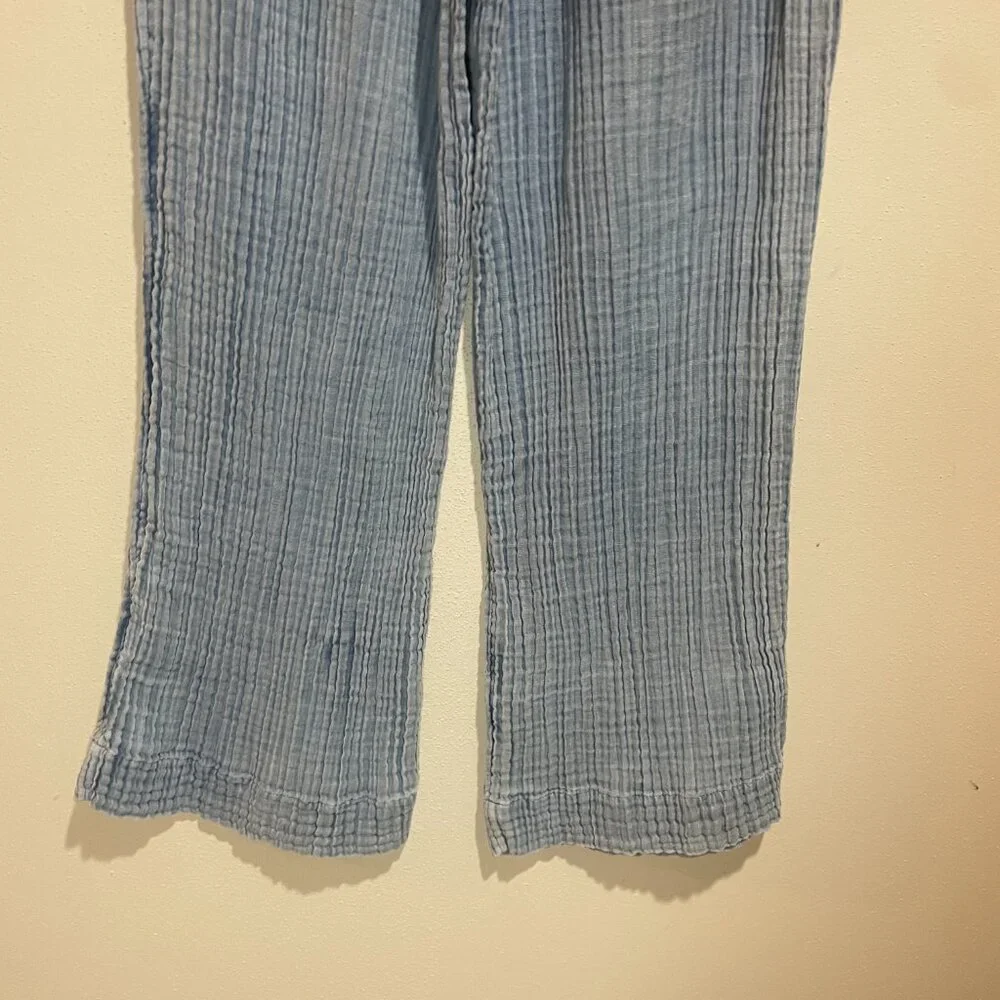 Faherty Dream Cotton Gauze Wide Leg Pant Light Indigo Wash - Picture 10 of 15